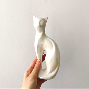 Iridescent cat statue